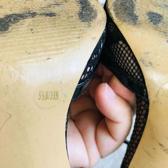 Sole Society Black Lace So Nicola Pointed Toe T-Strap Stiletto Pump - Picture 11 of 16